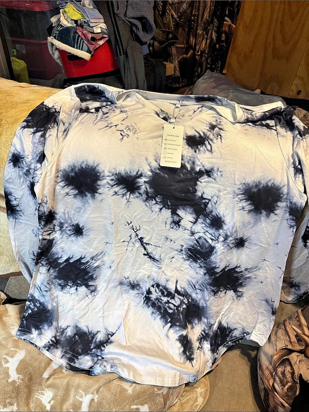 Roxy Tie-Dye Short Sleeve Top in Blue & White Size 18W NWT